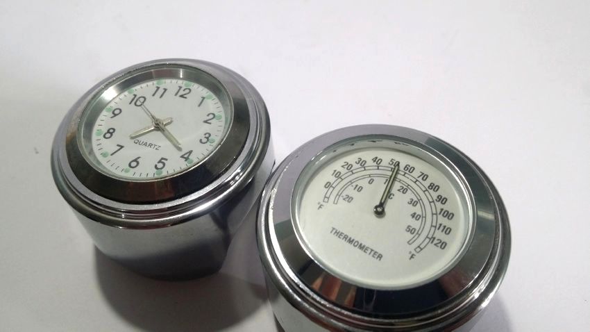 Metal Chrome Clock and Thermometer for Motorcycle