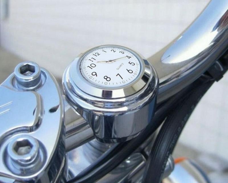 Metal Chrome Clock and Thermometer for Motorcycle