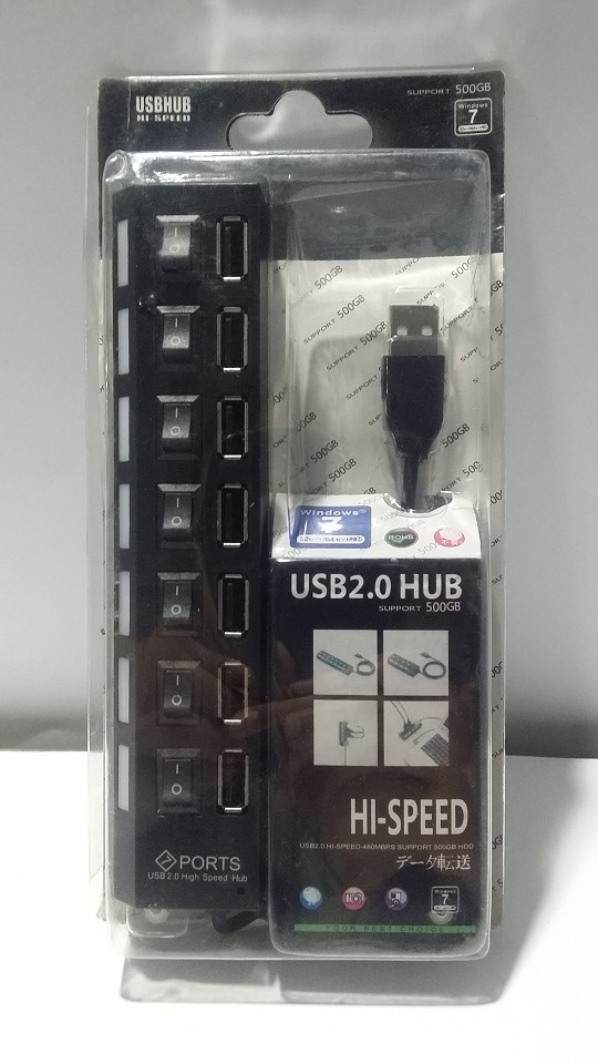 High Speed 7 Port USB Hub - Separate Switches