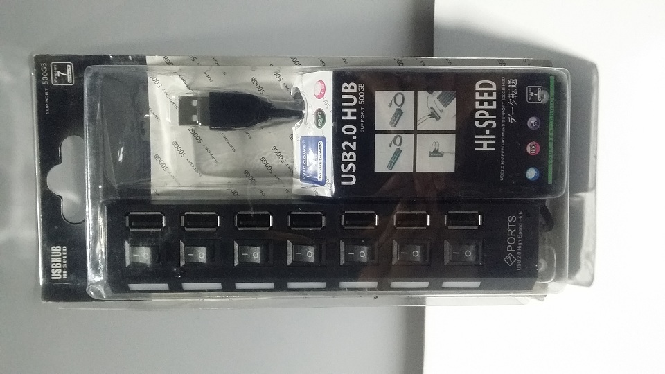 High Speed 7 Port USB Hub - Separate Switches